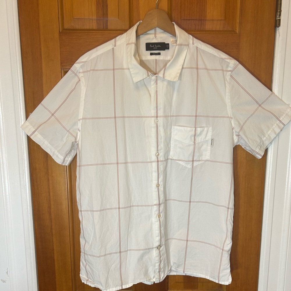 Paul Smith Cream and Red Casual Button Down Shirt( run as Medium)